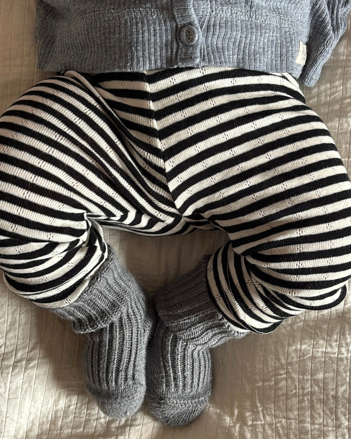 Stribede pointelle leggins